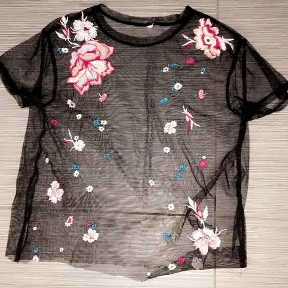 floral mesh top - Picture 1 of 1